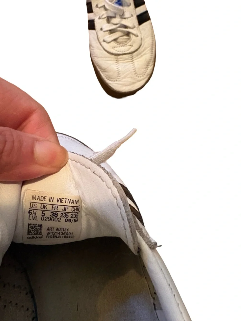 adidas Samba platform White Sneakers with Black Stripes and Blue Logo - Picture 5 of 5